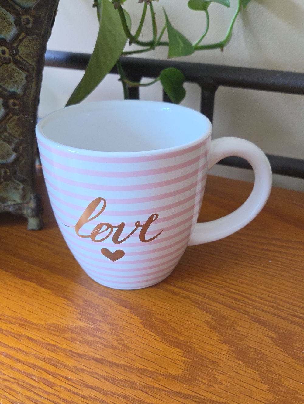 Love Pink Stripe Ceramic Mug - 14 Oz.